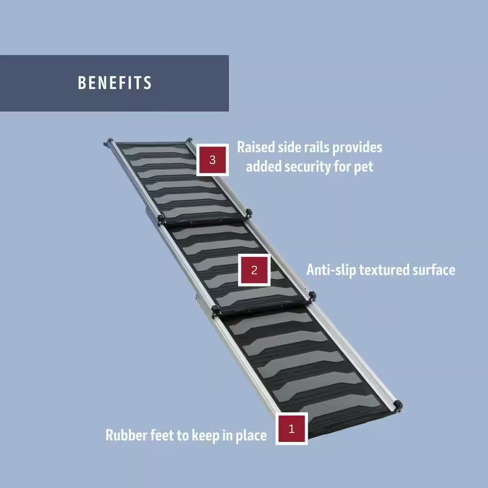 Heavy-Duty 69 In. Telescoping Pet Ramp, Lightweight Aluminum, Portable Dog Ramp, Car Ramp, Extra Long