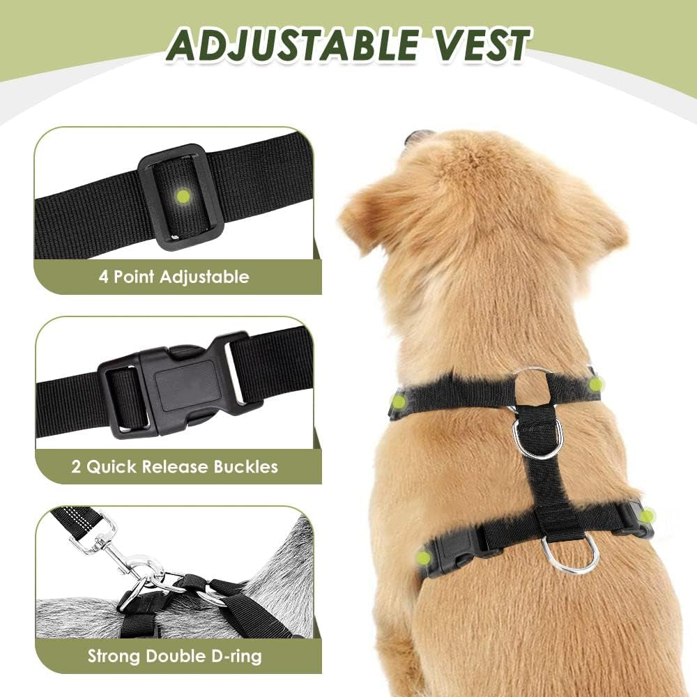 Dog Seat Belt Harness for Car, Dog Car Harness Adjustable Mesh Breathable & Dog Seatbelt Safety Tether with Elastic Bungee for Small Medium Large Pets(Red, Single Clip, S)