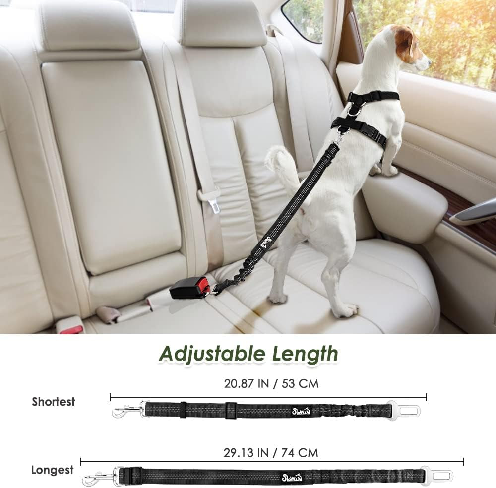 Dog Seat Belt Harness for Car, Dog Car Harness Adjustable Mesh Breathable & Dog Seatbelt Safety Tether with Elastic Bungee for Small Medium Large Pets(Red, Single Clip, S)