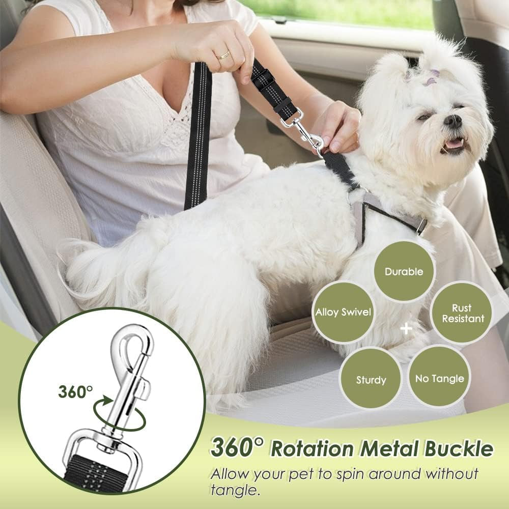 Dog Seat Belt Harness for Car, Dog Car Harness Adjustable Mesh Breathable & Dog Seatbelt Safety Tether with Elastic Bungee for Small Medium Large Pets(Red, Single Clip, S)