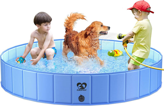 Foldable Dog Pool - 48'' / 63" Portable Dog Swimming Pool & Collapsible Swimming Pool for Small Large Dogs (63''X12'')