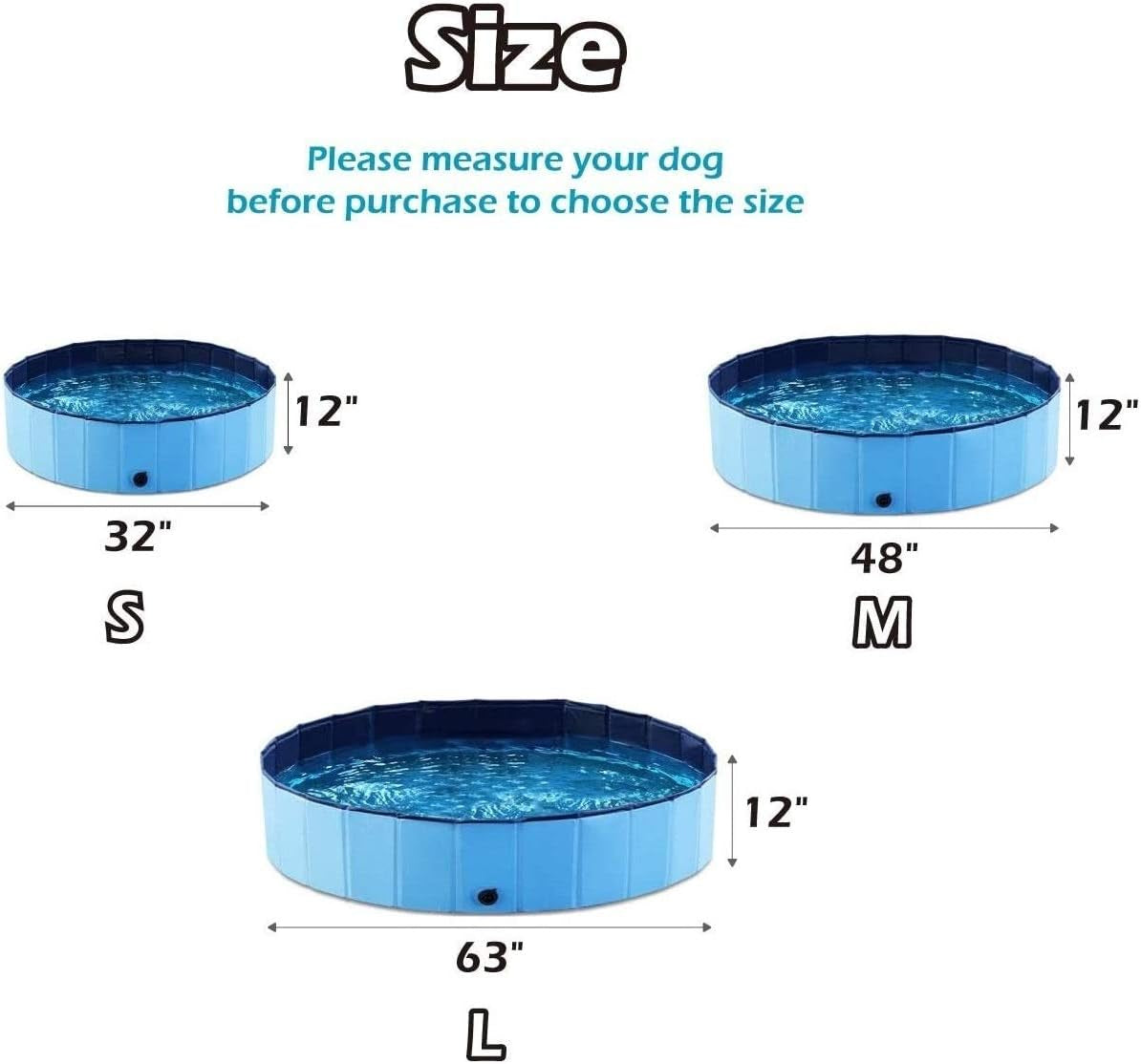 63“Collapsible Dog Pool,Foldable Dog Pool for Kids,Kiddie Pool for Kids,Dog Pool for Pets,Dog Swimming Pool,Dog Pet Pool,Dog Bathing Pool