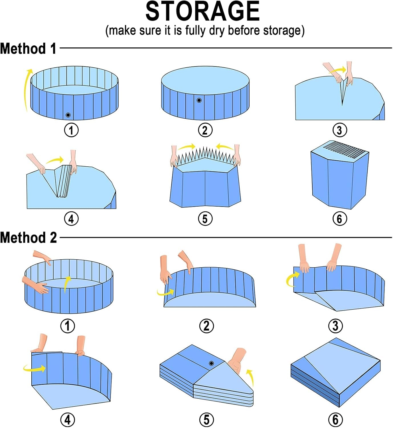 Foldable Dog Pool - 48'' / 63" Portable Dog Swimming Pool & Collapsible Swimming Pool for Small Large Dogs (63''X12'')