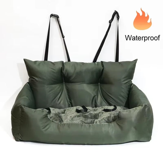 Luxury Removable Waterproof Dog Car Seat Dog Beds Pet Car Seat Portable Travel Dog Car Backseat Pet Carrier Bag Solid Pattern