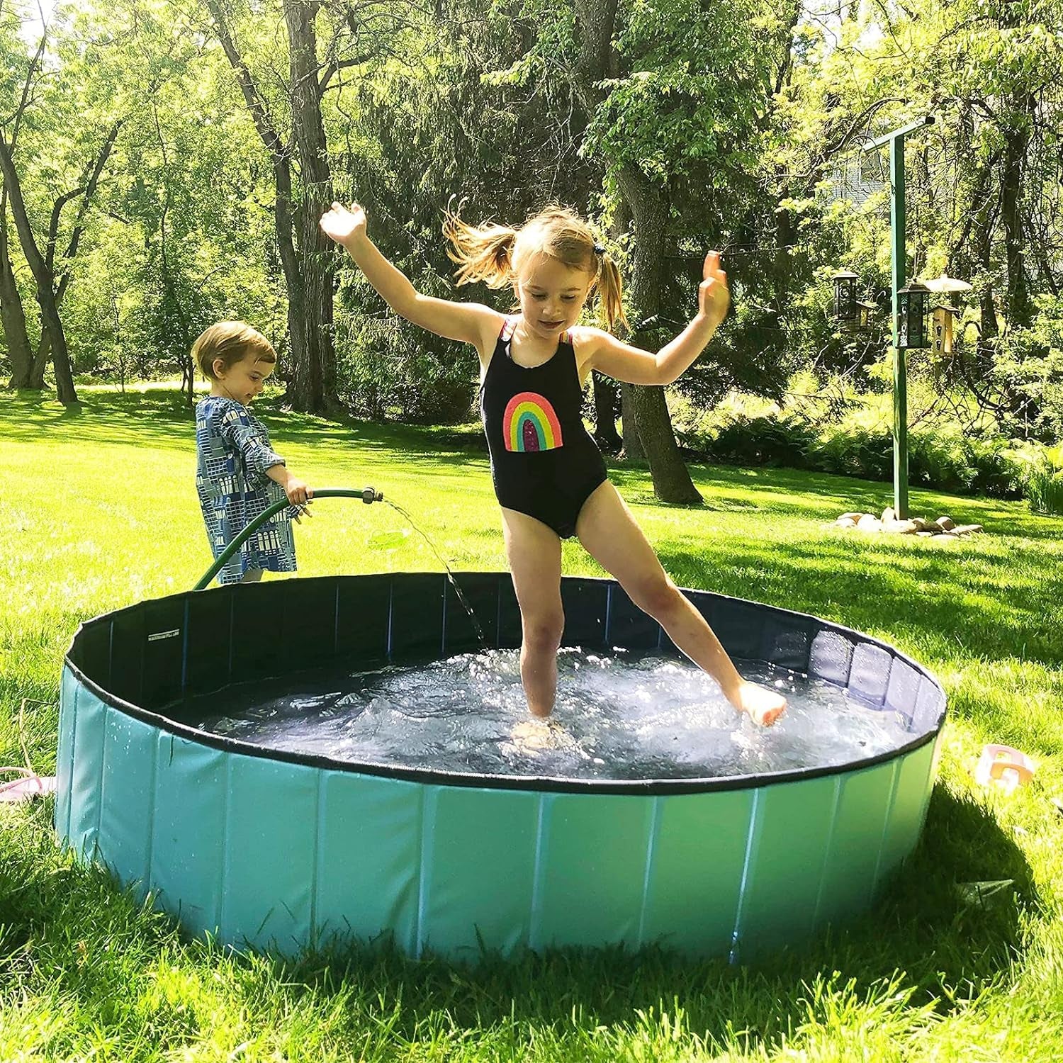 63“Collapsible Dog Pool,Foldable Dog Pool for Kids,Kiddie Pool for Kids,Dog Pool for Pets,Dog Swimming Pool,Dog Pet Pool,Dog Bathing Pool