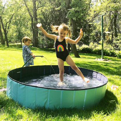 63“Collapsible Dog Pool,Foldable Dog Pool for Kids,Kiddie Pool for Kids,Dog Pool for Pets,Dog Swimming Pool,Dog Pet Pool,Dog Bathing Pool
