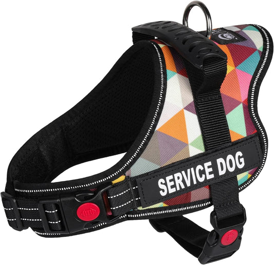 Dog Harness No Pull No Escape Lightweight Tactical Harness for Dogs, Comfort Service Dogs Vest Front Clip for Small Large Dogs (Checkered, S)