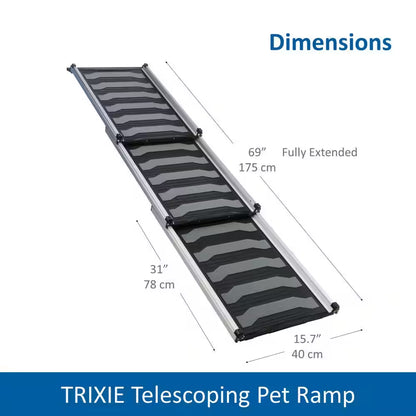 Heavy-Duty 69 In. Telescoping Pet Ramp, Lightweight Aluminum, Portable Dog Ramp, Car Ramp, Extra Long