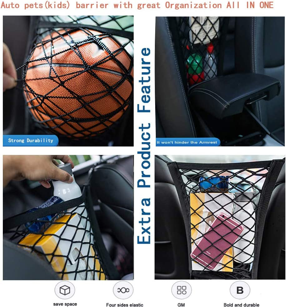 Car Dog Barrier,Dog Car Net Barrier,Pet Barrier,Auto Safety Mesh Organizer,Safety Car Divider for Children and Pets,2 Layer