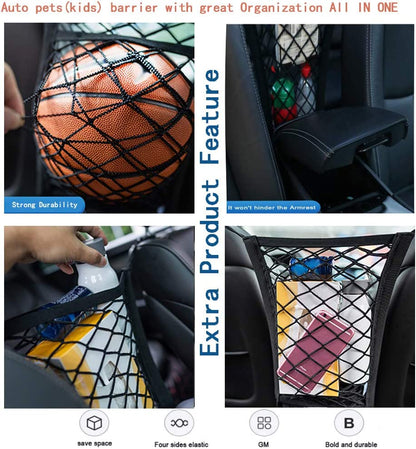 Car Dog Barrier,Dog Car Net Barrier,Pet Barrier,Auto Safety Mesh Organizer,Safety Car Divider for Children and Pets,2 Layer