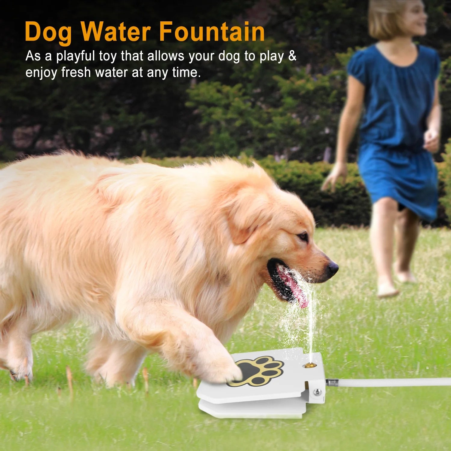 Dog Fountain Dog Sprinkler,  Outdoor Dog Drinking Water Step on Easy Paw Activated Drinking