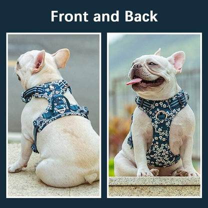 ® Floral No Pull Dog Harness Reflective Dog Vest Harness with Front & Back 2 Leash Clips and Easy Control Handle for Small Medium Large Dogs 3 Snap Buckles Easy to Put on & Take Off
