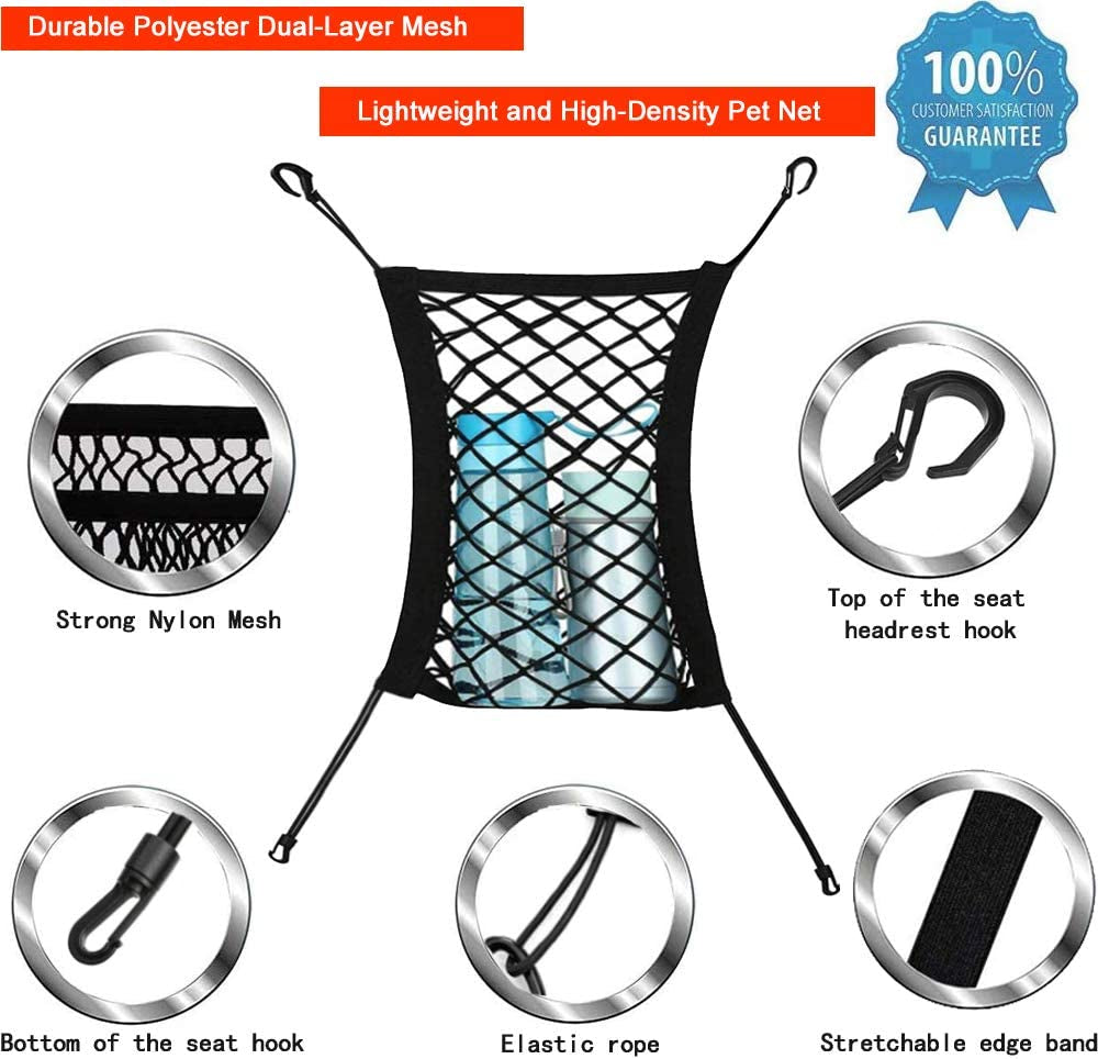 Car Dog Barrier,Dog Car Net Barrier,Pet Barrier,Auto Safety Mesh Organizer,Safety Car Divider for Children and Pets,2 Layer