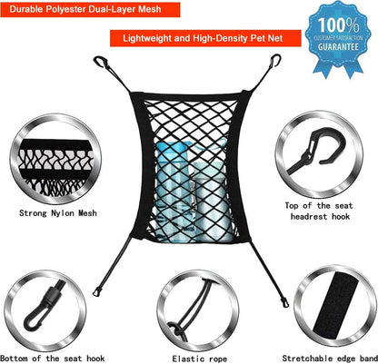 Car Dog Barrier,Dog Car Net Barrier,Pet Barrier,Auto Safety Mesh Organizer,Safety Car Divider for Children and Pets,2 Layer