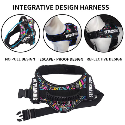Walking Dog Harnesses Safety No-Pull Breathable Service Dog Vest Collar Adjustable Reflective Pet Harness with Outdoor Training