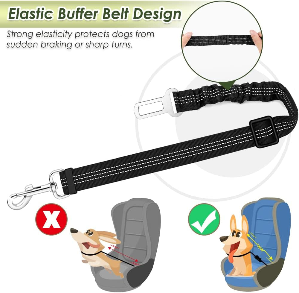 Dog Seat Belt Harness for Car, Dog Car Harness Adjustable Mesh Breathable & Dog Seatbelt Safety Tether with Elastic Bungee for Small Medium Large Pets(Red, Single Clip, S)