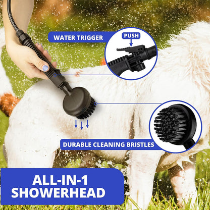 Dog Washer - Portable 2.1 Gallon (8L) with Bath Brush, Paw Cleaner, and Shower Hose Attachment, Red
