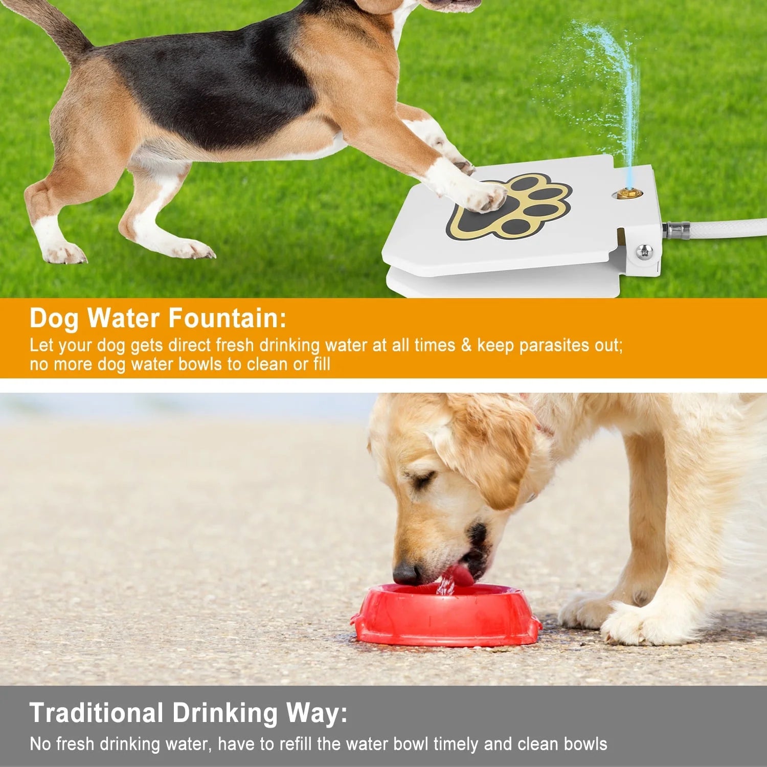 Dog Fountain Dog Sprinkler,  Outdoor Dog Drinking Water Step on Easy Paw Activated Drinking
