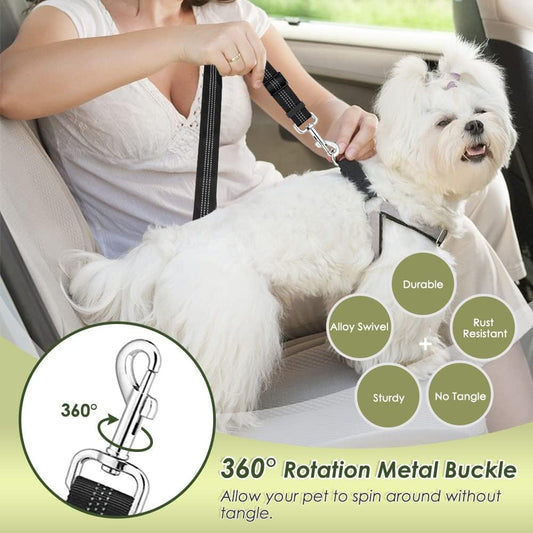 Dog Seat Belt Harness for Car, Dog Car Harness Adjustable Mesh Breathable & Dog Seatbelt Safety Tether with Elastic Bungee for Small Medium Large Pets(Red, Single Clip, S)