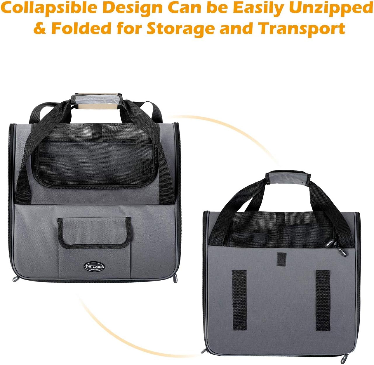 Pet Car Booster Seat Carrier Airline Approved for Dog Cat Puppy Small Animal Travel Cage (Gray, Large-Hold Pet up to 15Lb)