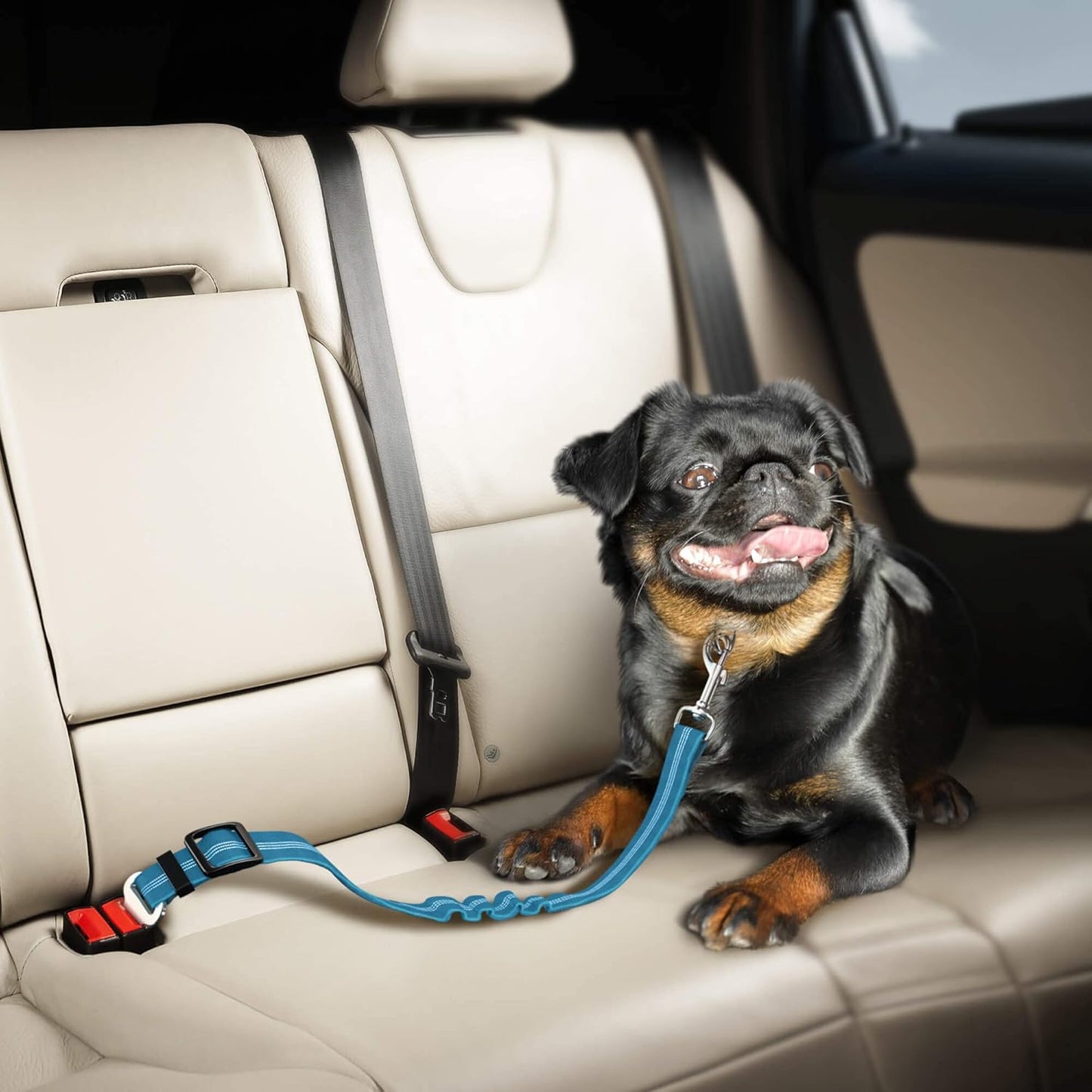 Dog Seat Belt for Car - Adjustable Dog Car Safety Harness, Elastic anti Shock Dog Seat Belt.